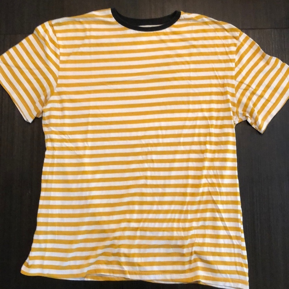 PACSUN XL Yellow and White Striped T-Shirt